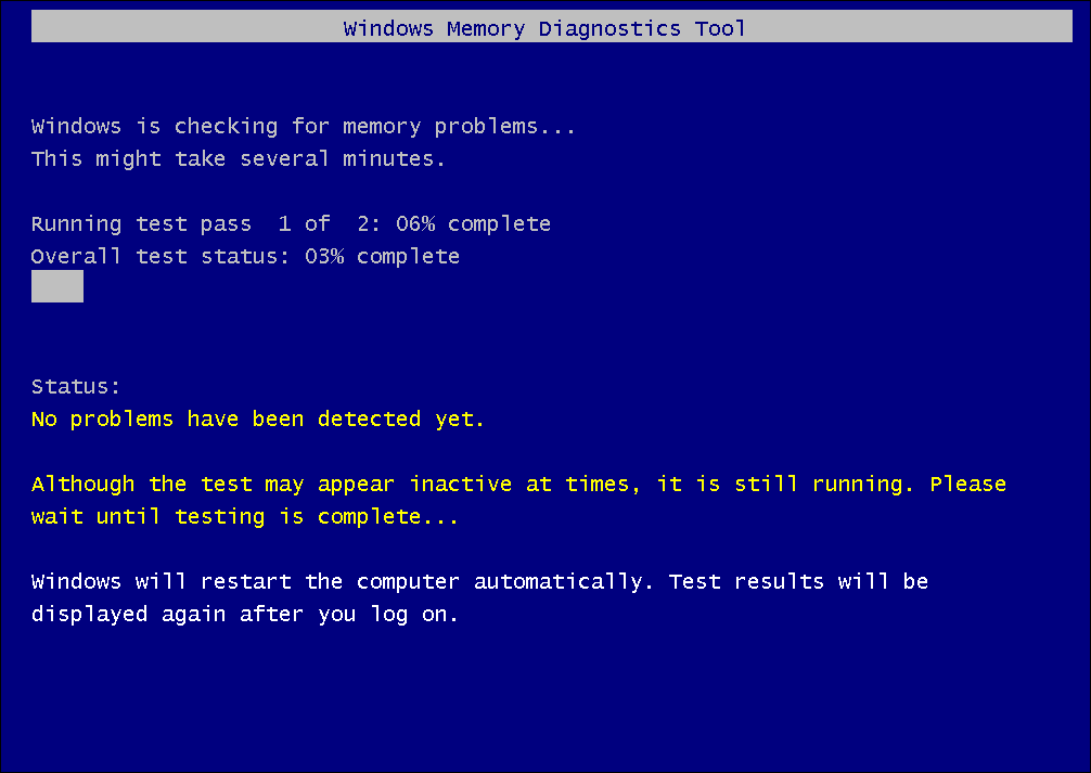 Windows memory Diagnostic Tool