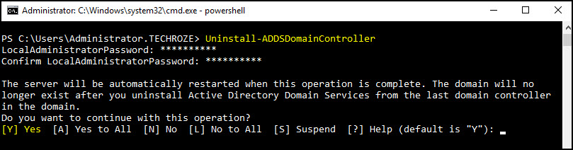 Installing-Uninstalling Existing Domain Controller Using PowerShell