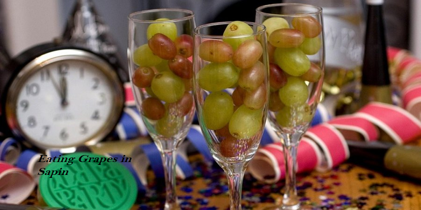 Eating grapes in Spain