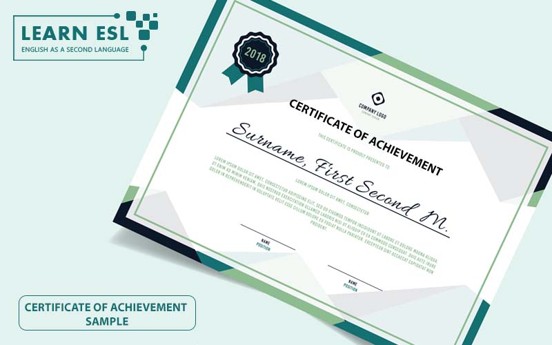 Certificate of Achievement Sample & Script in English