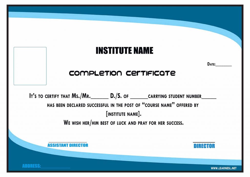 Course Completion Certificate Script & Sample