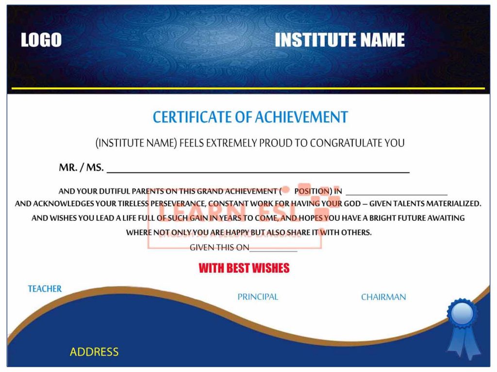 Achievement Certificate Sample