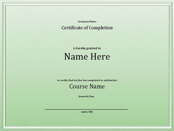 Certificate of completion for an employee sample 3