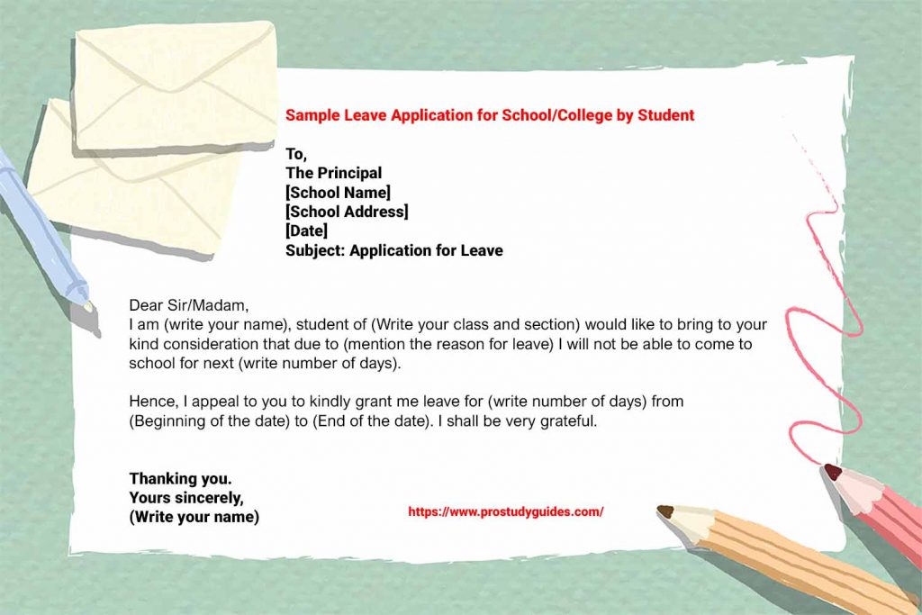 sick leave application letter for school